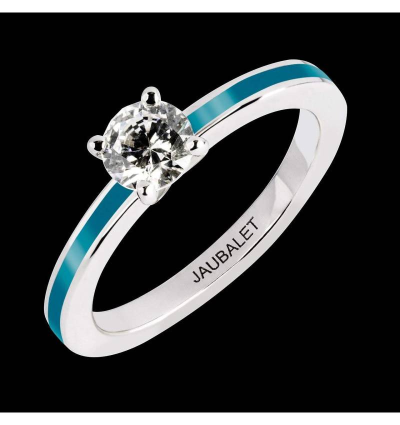 Bague de fiançailles diamant or blanc Judith One laque