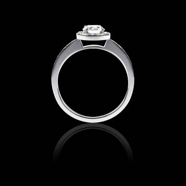 Bague Solitaire diamant pavage diamant or blanc Rekha 