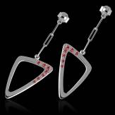 Boucles d’oreilles pavage rubis en or blanc Triangle