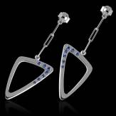 Boucles d’oreilles pavage saphir bleu en or blanc 18K (5g) Triangle