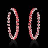 Boucles d’oreilles pavage rubis or blanc 18K Créoles