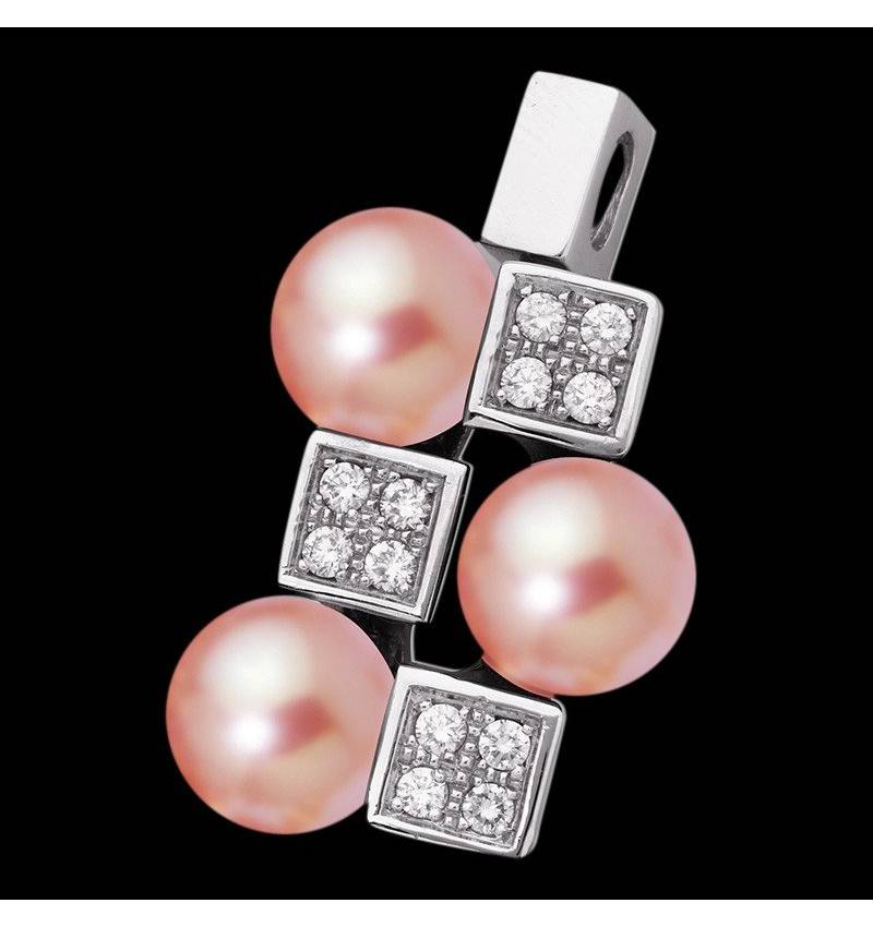 Pendentif perle rosée pavage diamant or blanc 18 K (8,90 g) Archipel Pendentif perle rosée pavage diamant or blanc 18 K (8,90 g) Archipel