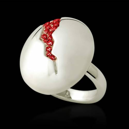 Bague de fiançailles rubis 0,6 carat or blanc Quake