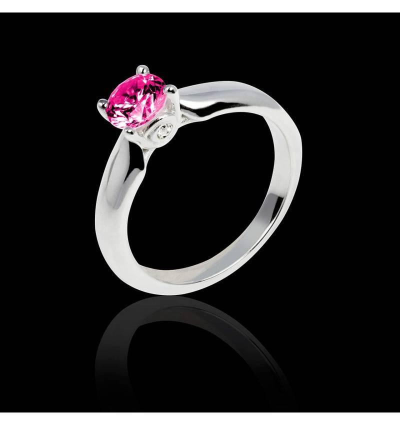 Bague de fiançailles saphir rose or blanc Motherhood