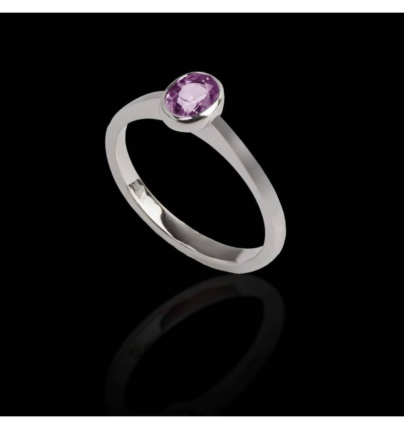 Bague de fiançailles saphir rose or blanc Ovale Moon Solo