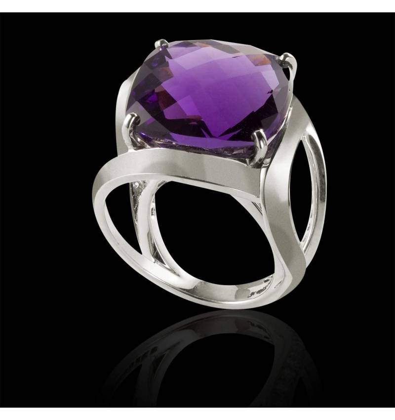 Bague de fiançailles saphir rose or blanc Coussin Future Solo Bague de fiançailles saphir rose or blanc Coussin Future Solo