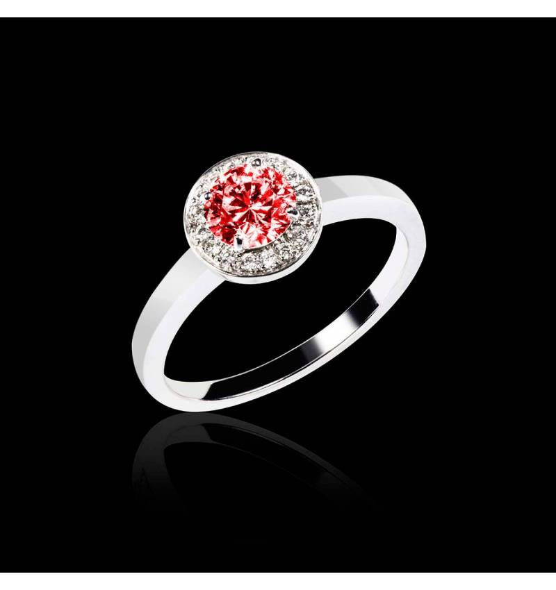 Bague de fiançailles rubis pavage diamant or blanc Rekha Solo