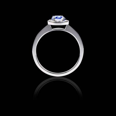 Solitaire saphir bleu pavage diamant or blanc Rekha Solo