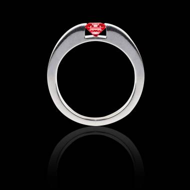 Bague Solitaire rubis rond or blanc Pyramide