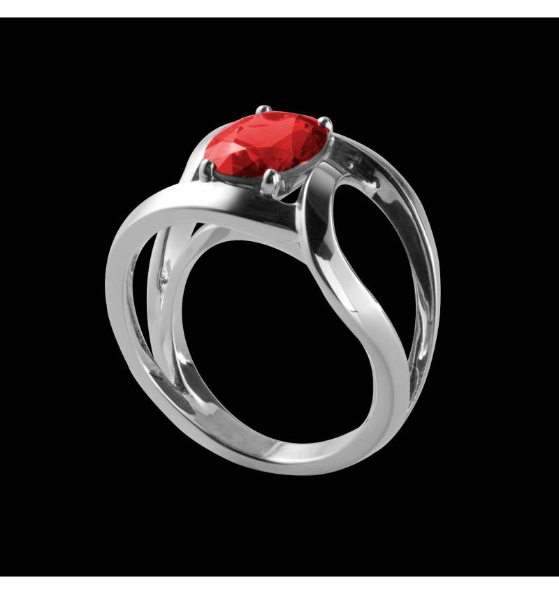 Bague de fiançailles rubis rond or blanc Future Solo