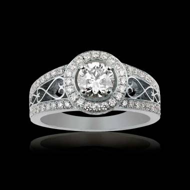 Solitaire diamant pavage diamant or blanc Tsarine