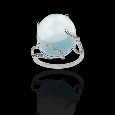 Bague Solitaire diamant 0,5 carat or blanc Pierre de Lune