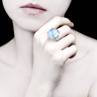 Bague diamant 0,5 carat or blanc Pierre de Lune