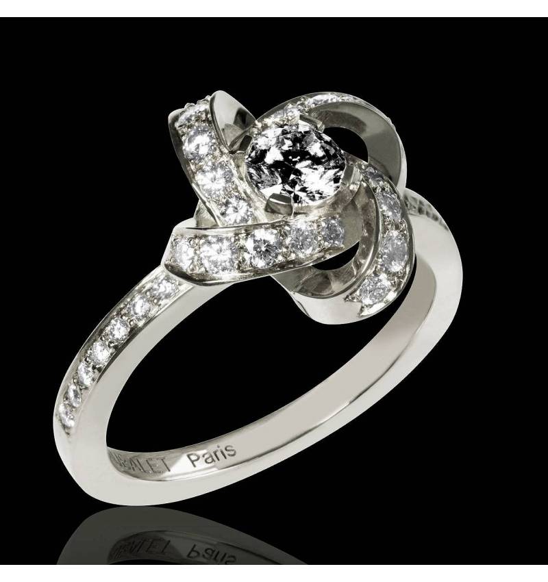 Bague de fiançailles diamant noir pavage diamant or blanc Chloé Bague de fiançailles diamant noir pavage diamant or blanc Chloé