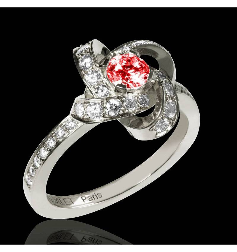 Bague de fiançailles rubis pavage diamant or blanc Chloé Bague de fiançailles rubis pavage diamant or blanc Chloé