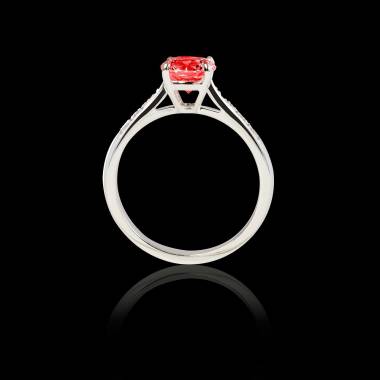 Solitaire rubis pavage diamant or blanc Angela