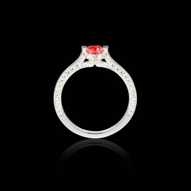 Solitaire rubis pavage diamant or blanc Hera