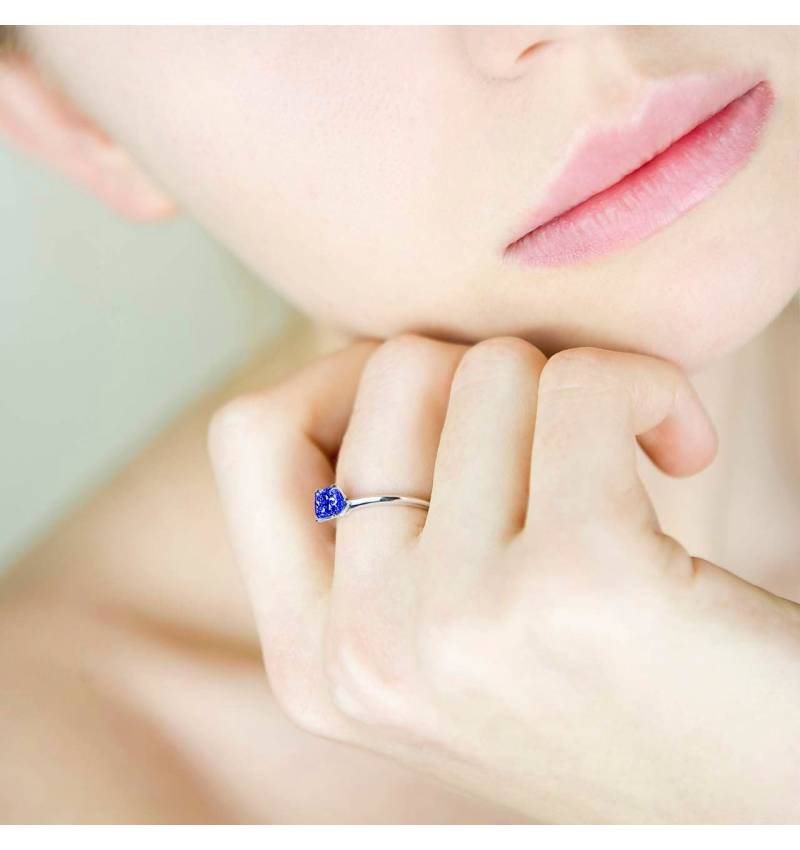 Bague De Fiançailles Tanzanite Bleue Simulée 3ct – Argent Sterling Plaqué Or Blanc 14K, Taille Ajustable