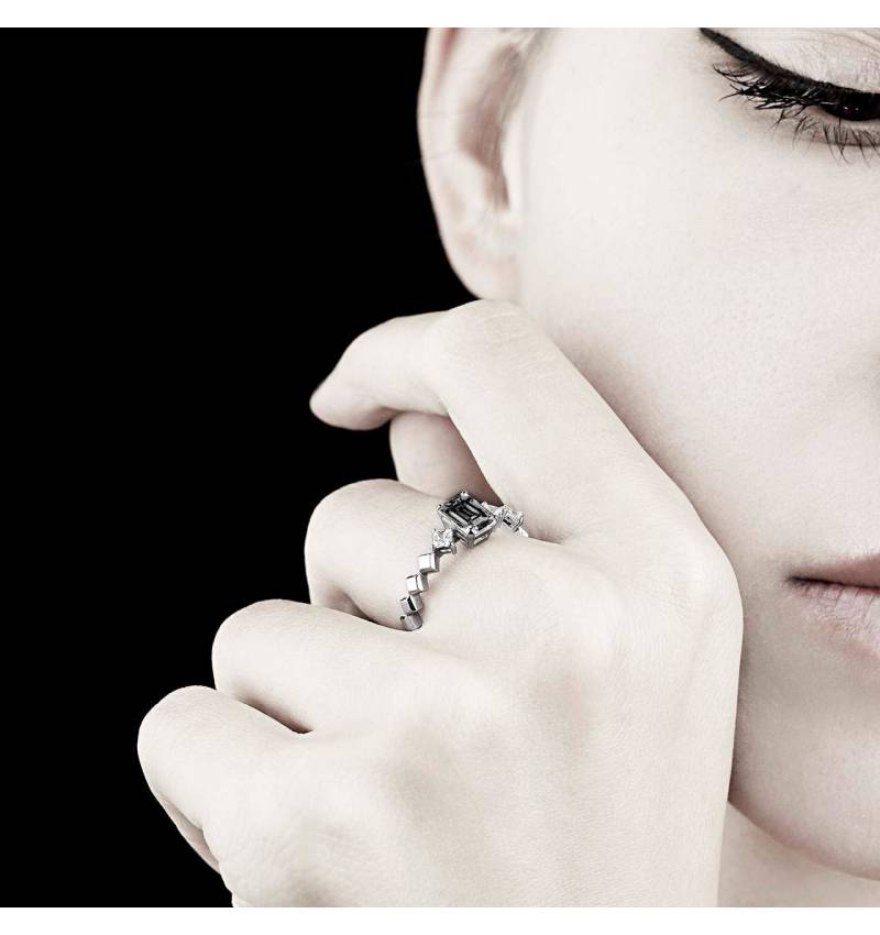 Énorme Bague Diamant Noir – 125 Ct – Argent 925 – Sertie De 8 Broches – Certifiée IGTLR