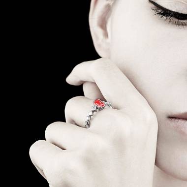 Bague rubis pavage diamant or blanc Elsa