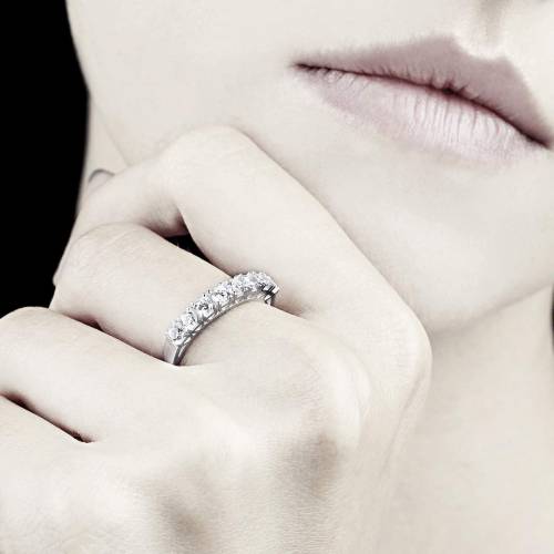 Alliance de mariage pavage diamant 0,5 carat or blanc Xena