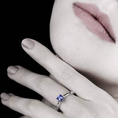 Bague saphir bleu or blanc My Love