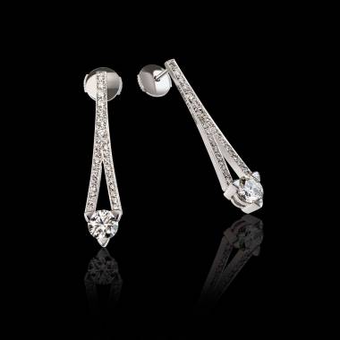 Boucles d’oreilles diamant pavage diamant or blanc Plena Luna