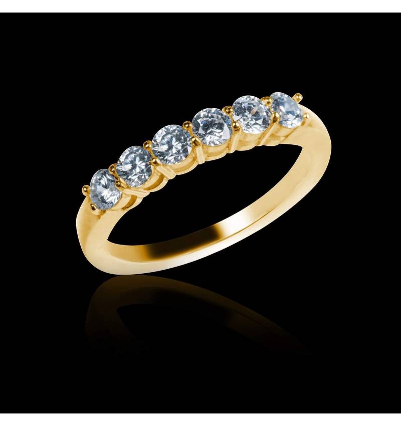 Alliance de mariage pavage diamant 0,6 carat or jaune Cassiopa