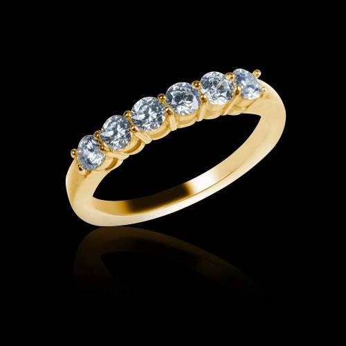 Alliance de mariage pavage diamant 0,6 carat or jaune Cassiopa