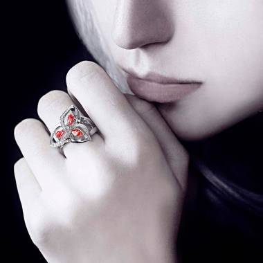 Bague rubis pavage diamant or blanc Estelle