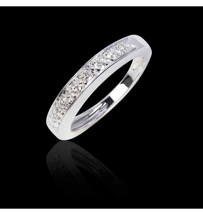 Alliance de mariage pavage diamant 0,5 carat or blanc Deliciae