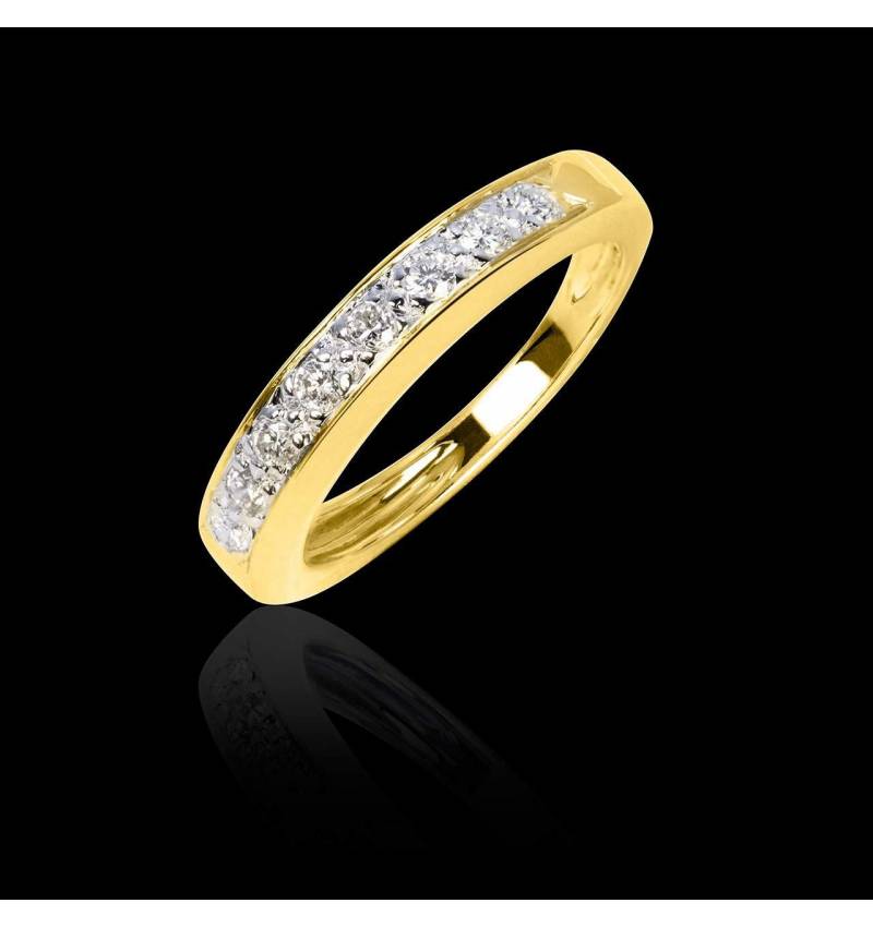 Alliance de mariage pavage diamant 0,6 carat or jaune Deliciae
