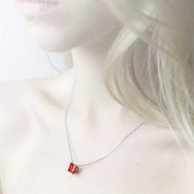 Pendentif rubis or blanc Griffe d’amour