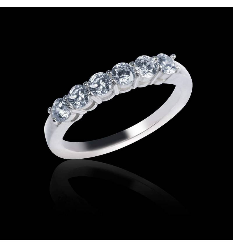 Alliance de mariage pavage diamant 0,7 carat platine Cassiopa