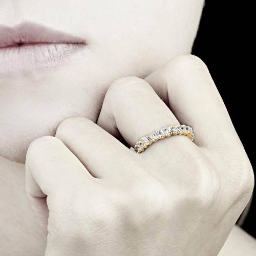 Alliance de mariage pavage diamant 0,6 carat or jaune Jupiter