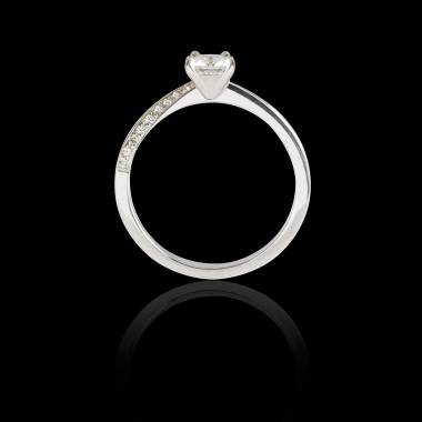 Bague Solitaire diamant pavage diamant or blanc Meryem