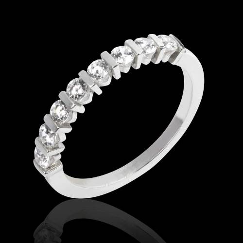 Alliance de mariage pavage diamant 0,5 carat or blanc Xena