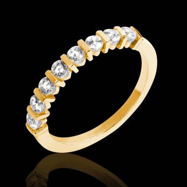 Alliance de mariage pavage diamant 0,6 carat or jaune Xena