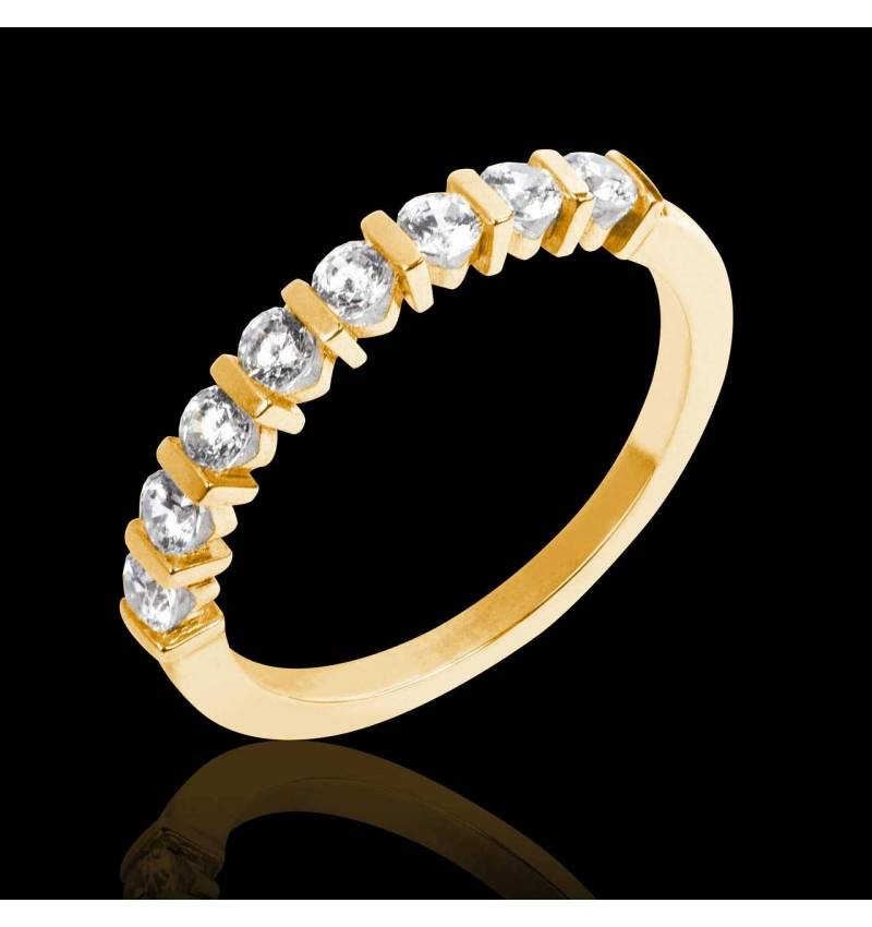 Alliance de mariage pavage diamant 0,6 carat or jaune Xena