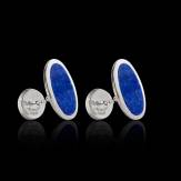 Bouton de manchette chevalière lapis-lazuli argent palladié Ellipsis