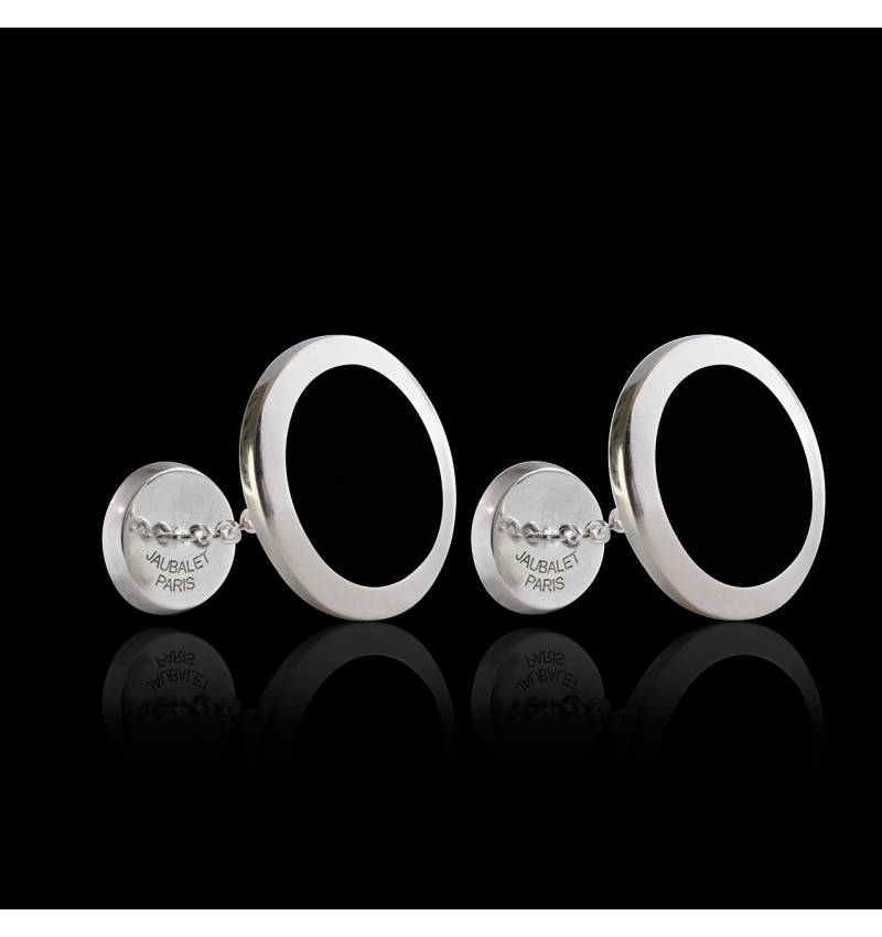 Bouton de manchette chevalière onyx argent palladié Ovalis Bouton de manchette chevalière onyx argent palladié Ovalis