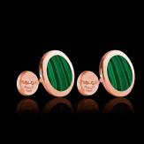 Bouton de manchette chevalière malachite en or rose vermeil 13,4g Ovalis