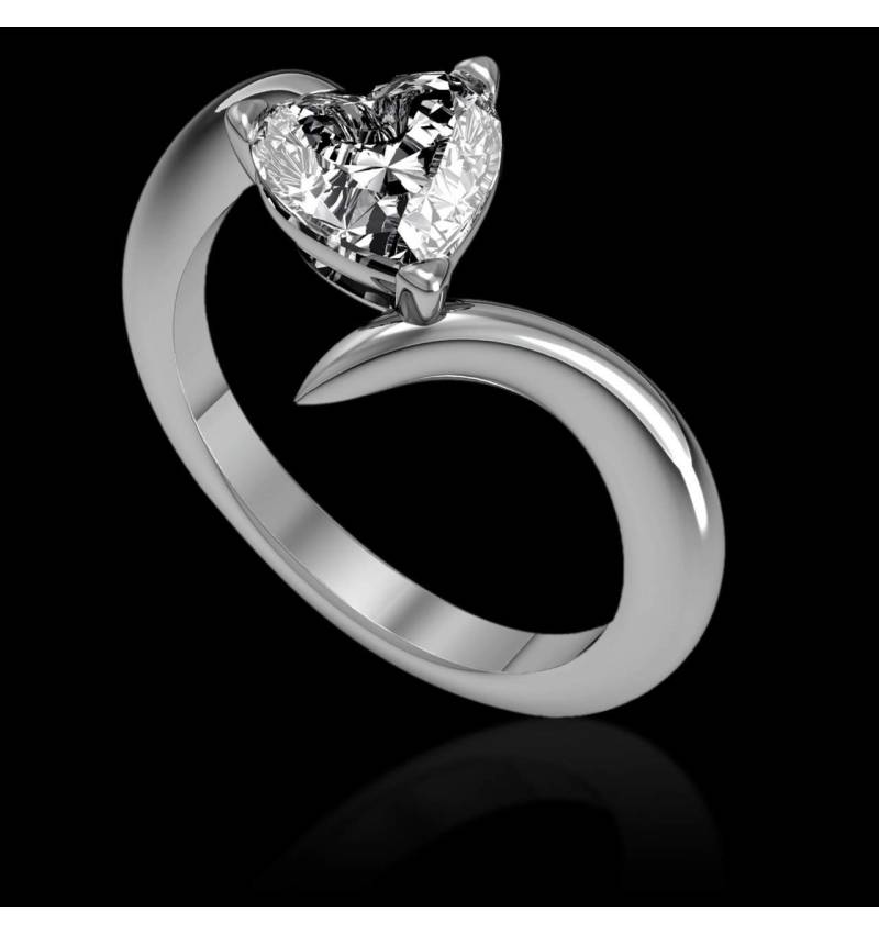 Bague de fiançailles diamant cœur or blanc Serpentine Bague de fiançailles diamant cœur or blanc Serpentine