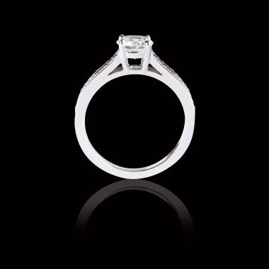 Bague Solitaire diamant pavage diamant or blanc Marie 