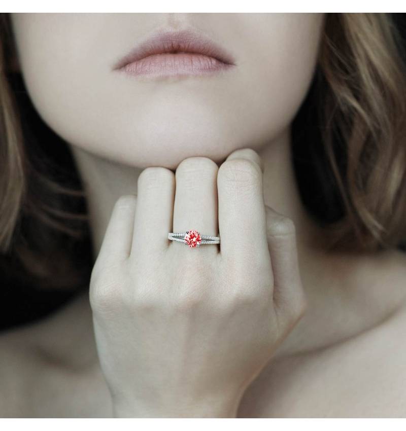 Orovi Bague Femme, Argent Sterling 925, Bague de Fiançailles avec Rubis, Alliance Rubis en Argent, Bijoux pour couple, Bijou Pierre Precieuse, Bijoux Femme Hypoallergéniques, Boite Cadeau Incluse
