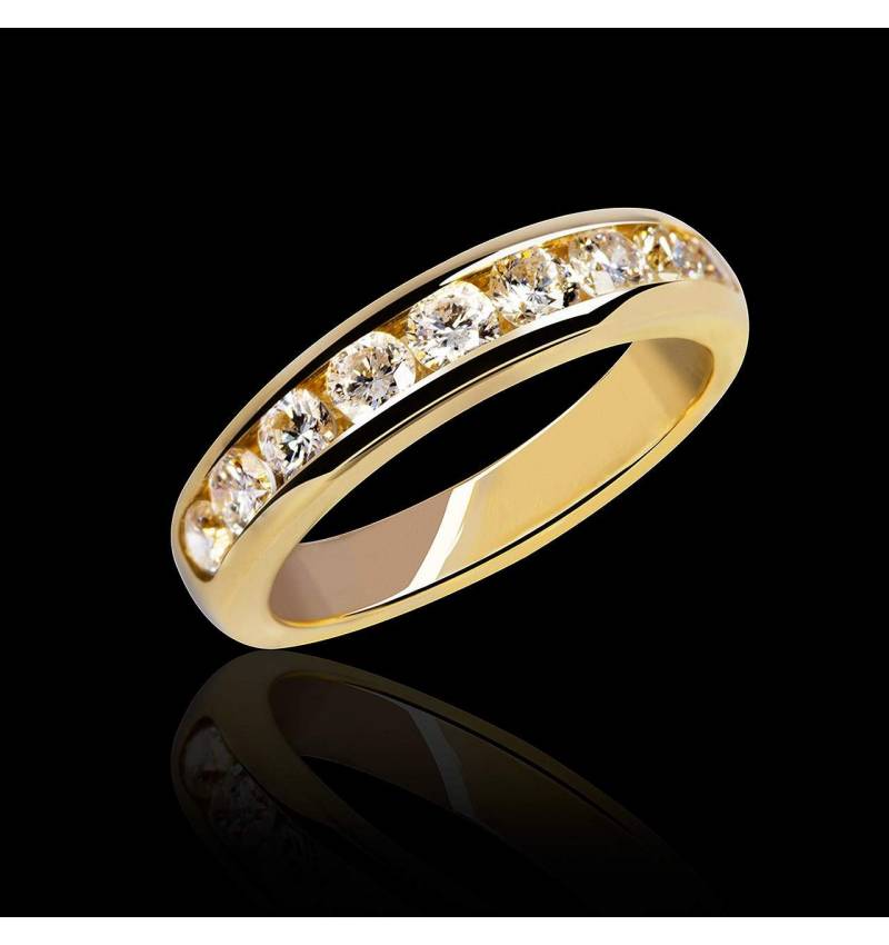 Alliance de mariage pavage diamant 0,6 carat or jaune Florence
