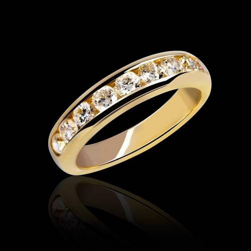 Alliance de mariage pavage diamant 0,6 carat or jaune Florence