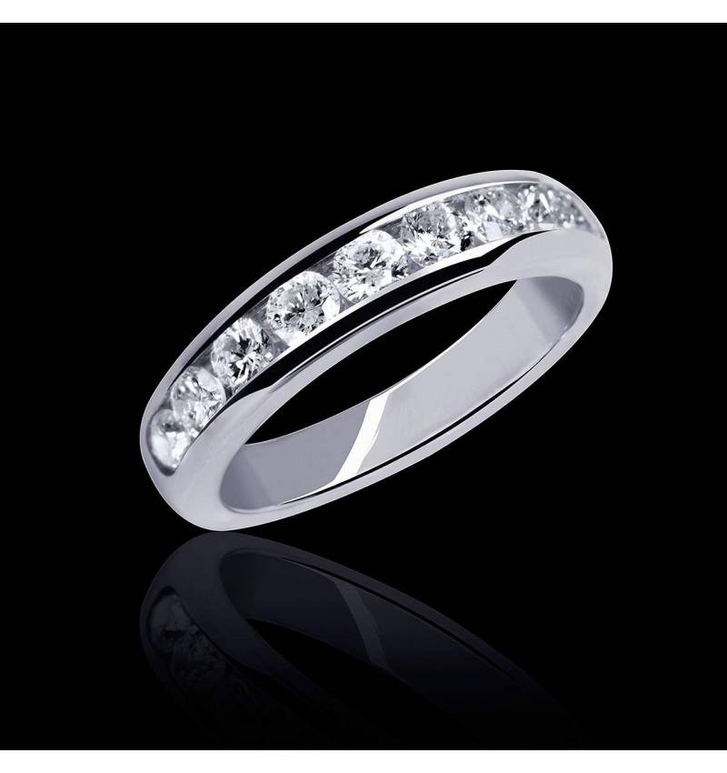 Alliance de mariage pavage diamant 0,7 carat platine Florence
