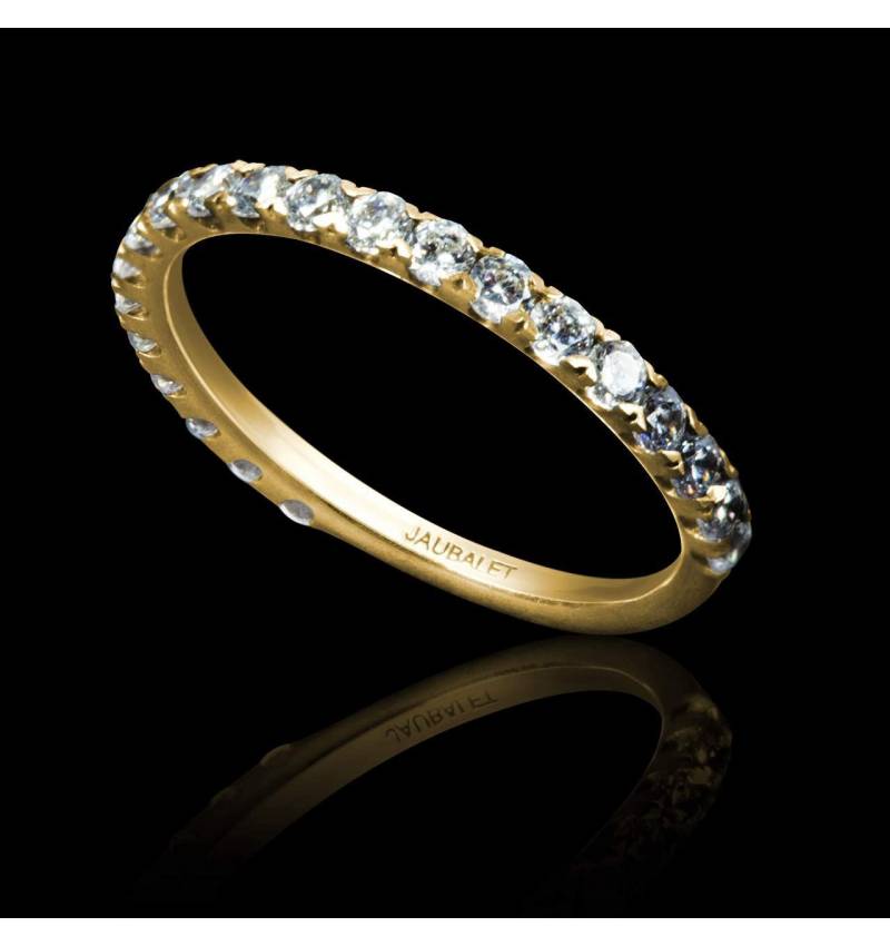 Alliance de mariage pavage diamant 0,6 carat or blanc Emilie