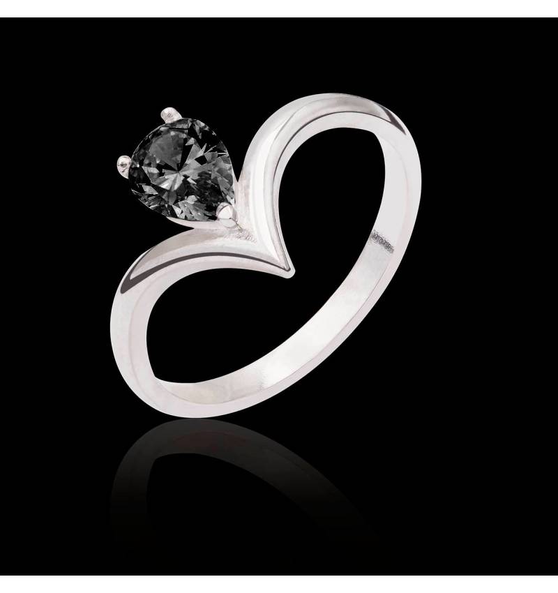 Bague de fiançailles diamant noir or blanc Flavie Solo Bague de fiançailles diamant noir or blanc Flavie Solo